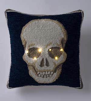 Indoor/Outdoor Lighted Skull Halloween Pillow