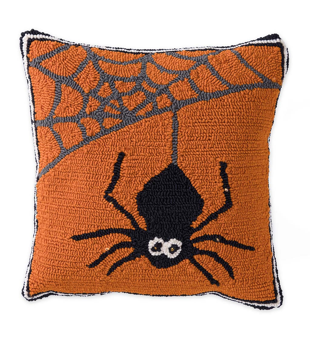 Indoor/Outdoor Polypropylene Lighted Spider Web Throw Pillow