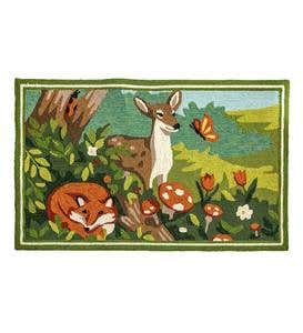 Indoor/Outdoor Springtime Forest Hooked Accent Rug