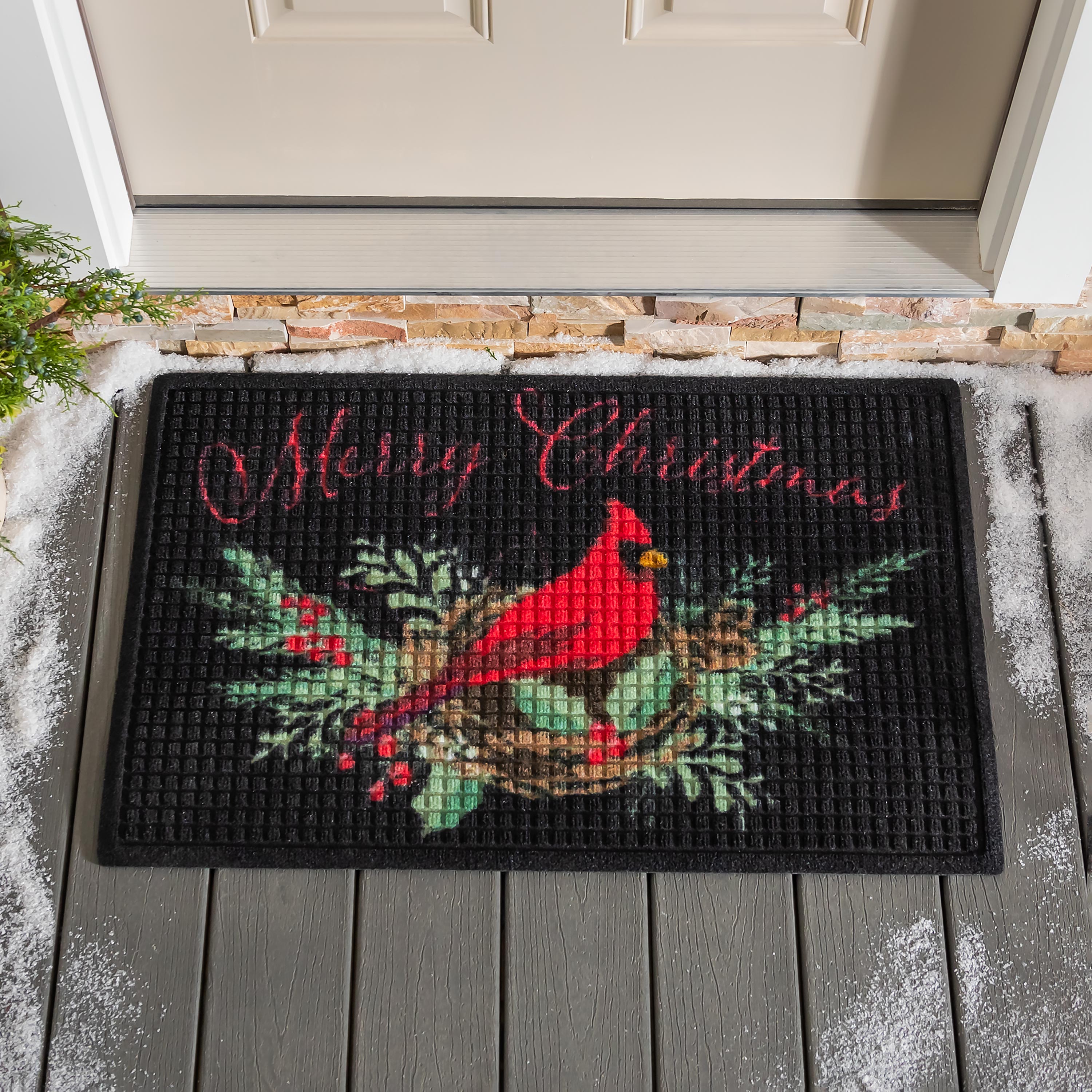 Waterhog Merry Christmas Cardinal Indoor/Outdoor Doormat, 2' x 3