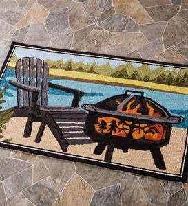 Indoor/Outdoor Adirondack and Fire Pit Hooked Accent Rug