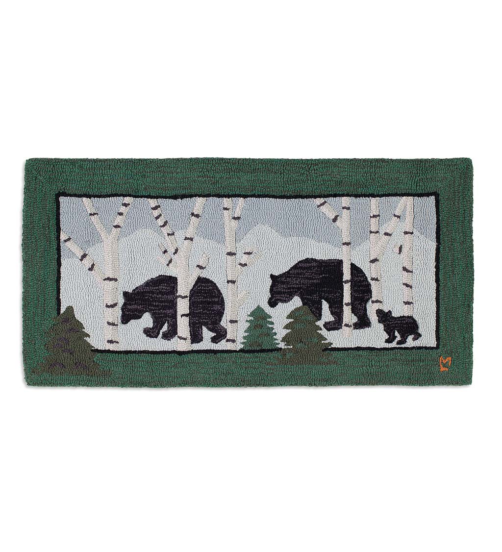 Three Bears Hand-Hooked Wool Hearth Rug