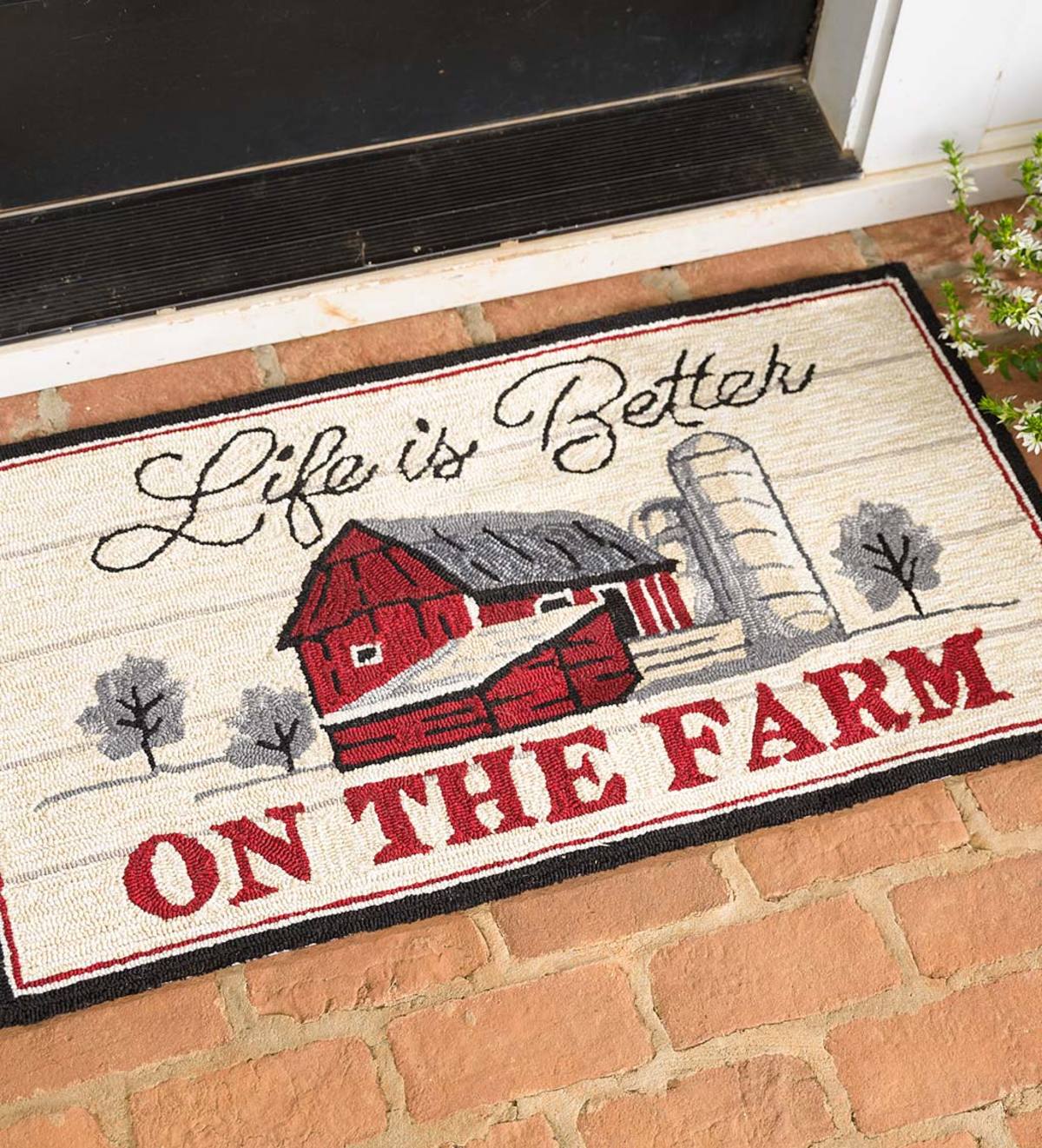 Indoor/Outdoor Life Is Better On the Farm Hooked Accent Rug