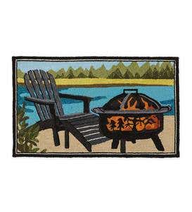 Indoor/Outdoor Adirondack and Fire Pit Hooked Accent Rug