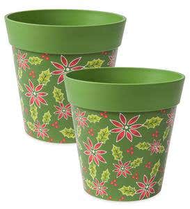 Holiday Hum Pot Colorful Plastic Plant Pots, Set of 2
