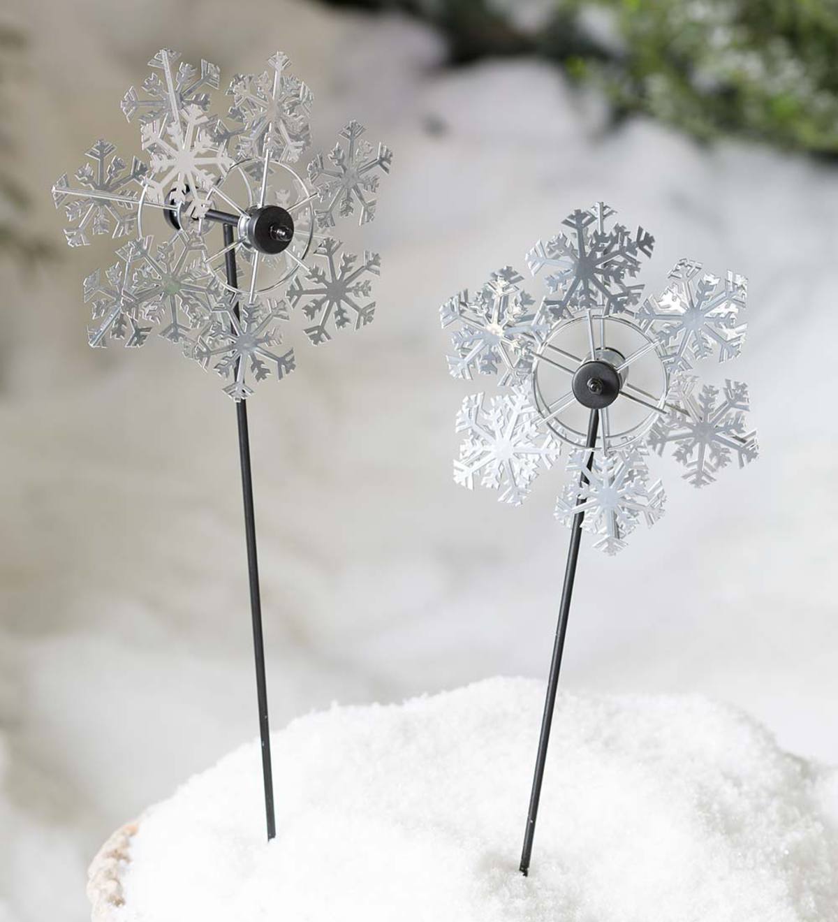 Holiday Garden Stake Pinwheels, Set of 2 - Snowflake | Plow & Hearth