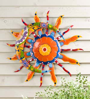 Talavera Sun and Moon Painted Metal Wall Art