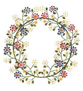 Painted Metal Wreath with Daisies