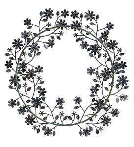 Painted Metal Wreath with Daisies