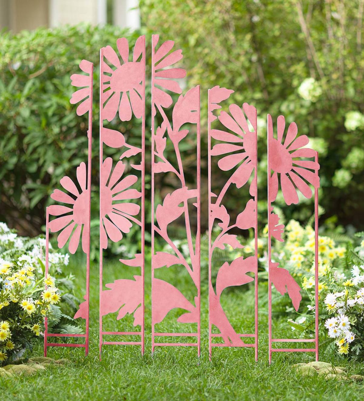 Flower Garden Screen Metal Panel Stakes, Set of 5