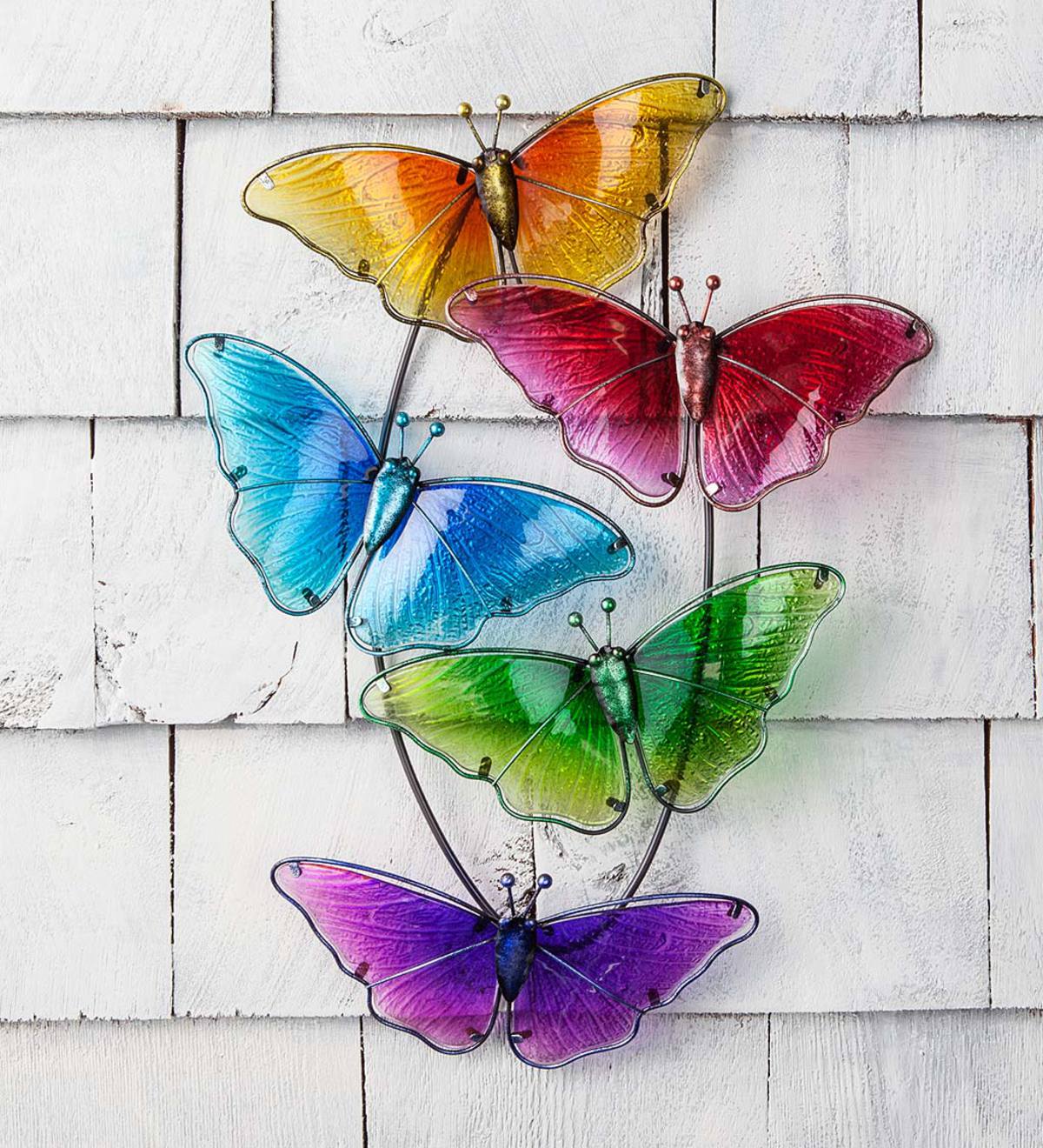Watercolor Multi Butterfly Glass Wall Art