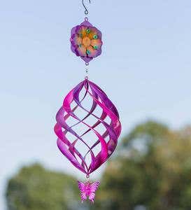 Hanging Swirl Spinner with Flower and Butterfly