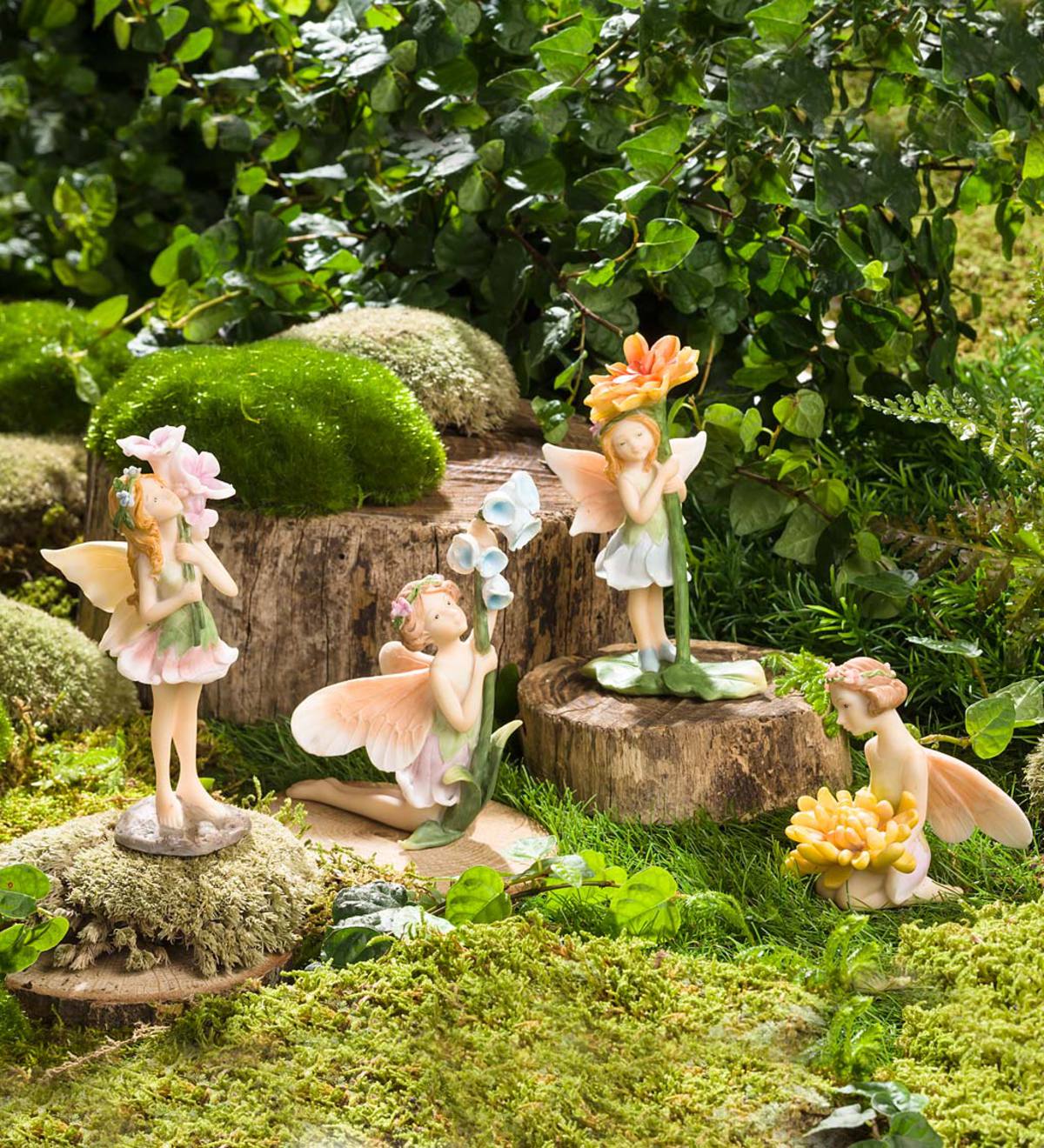 Miniature Fairy Garden Flower Pixies, Set of 4