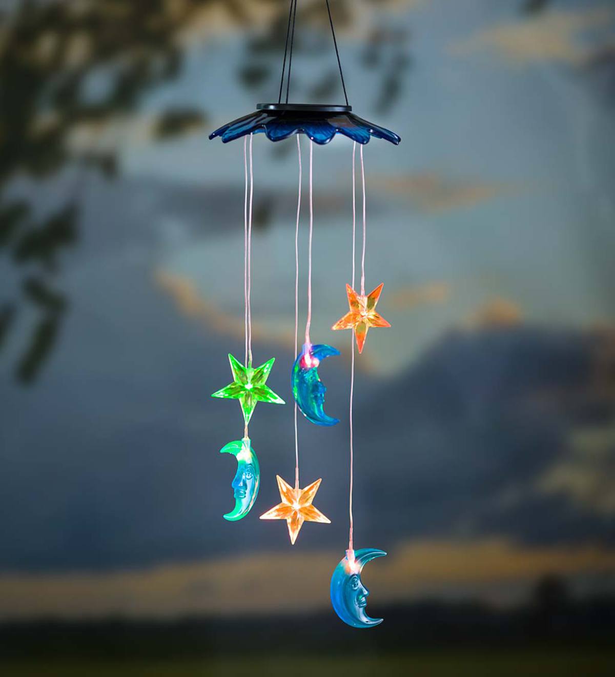 Color Changing Solar Mobile with Moons and Stars