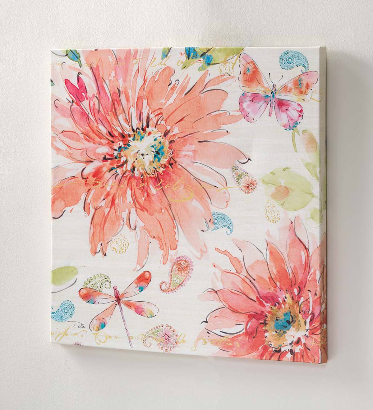 Indoor/Outdoor Floral Watercolor Wall Canvas