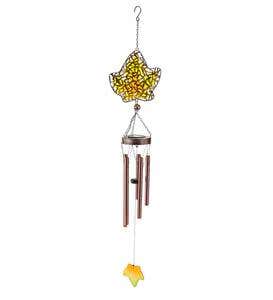 Solar Glass Leaf Wind Chime