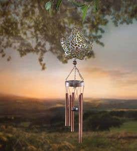 Solar Glass Leaf Wind Chime