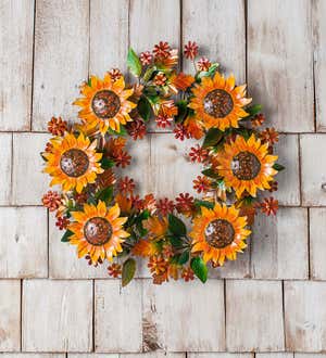 Autumn Sunflowers Metal Wreath