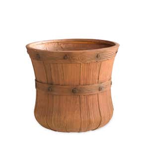 Small Faux Wood Bushel Basket Planter