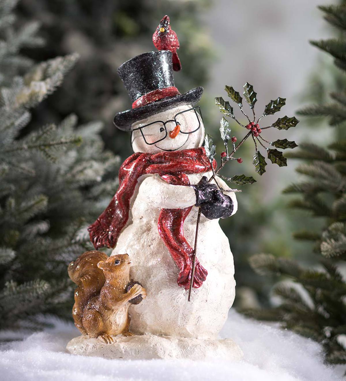 Holiday Snowman and Friends Garden Statue