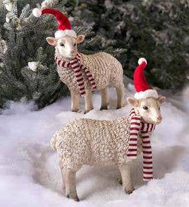 Mini Holiday Sheep Garden Accents, Set of 2