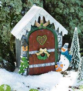 Miniature Fairy Garden Holiday Fireside Door with LED Light