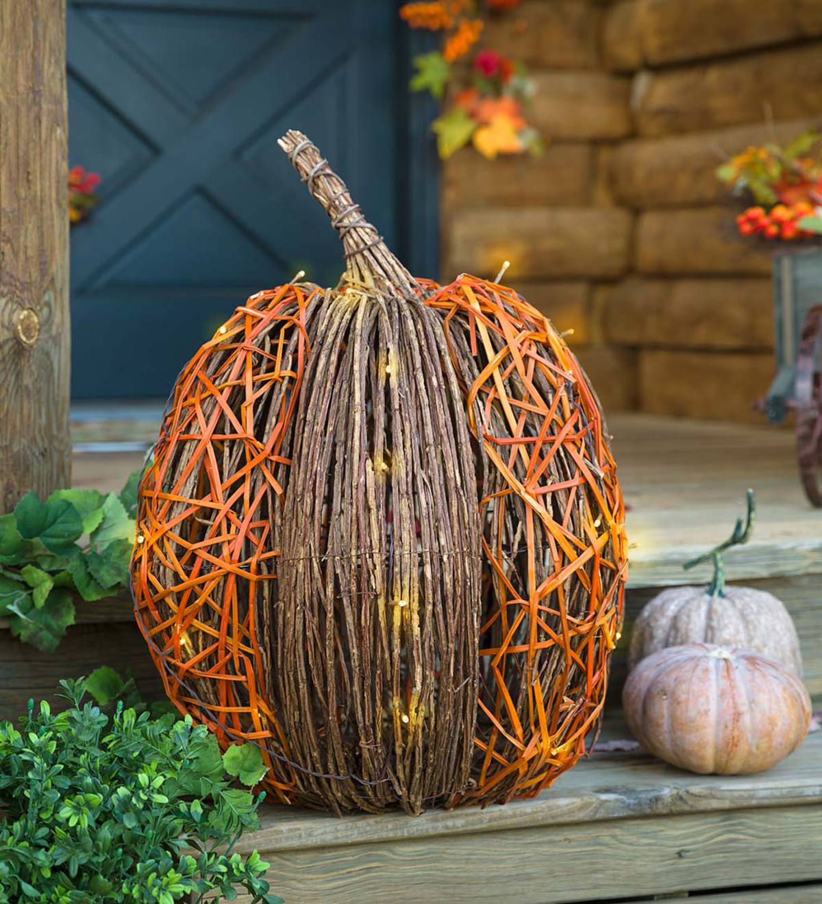 Lighted Vine Pumpkin Accent