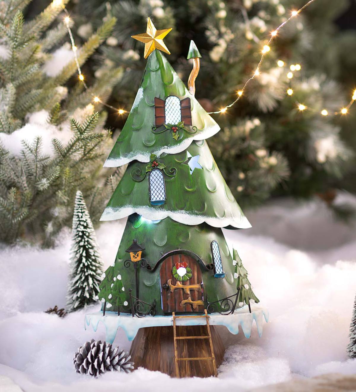 Medium Miniature Lighted Christmas Tree House