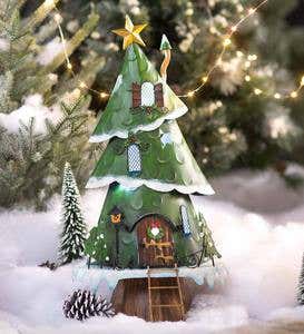 Small Lighted Christmas Tree House