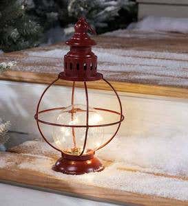 Solar Lantern with Glass Globe and Micro String Lights