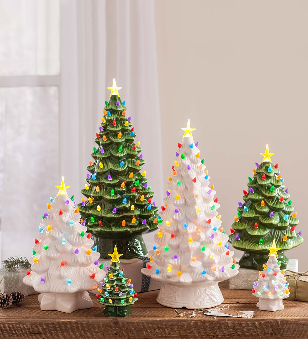 Vintage Style White Light Up Ceramic Christmas Tree