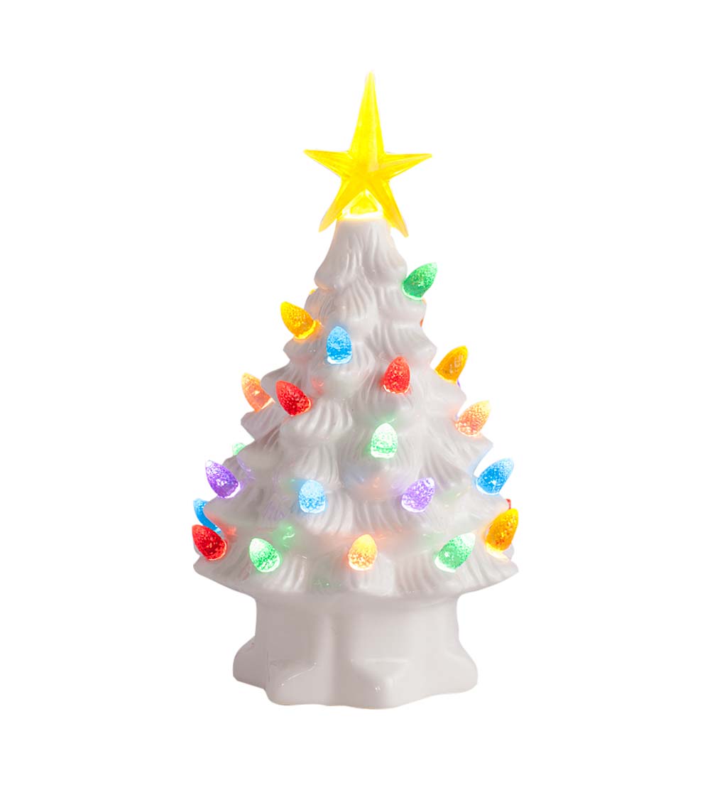 Indoor/Outdoor Battery-Operated Lighted Ceramic Christmas Tree | Plow ...
