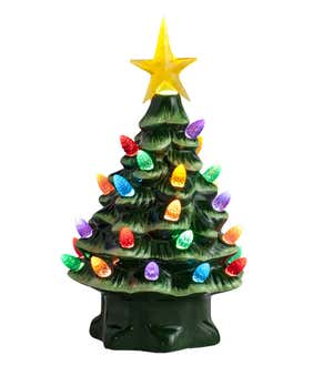 Indoor/Outdoor Battery-Operated Lighted Ceramic Christmas Tree