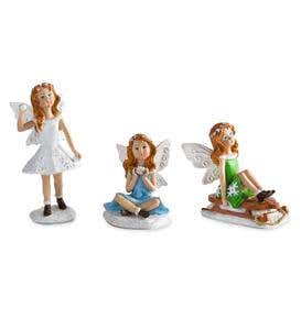 Miniature Fairy Garden Winter Fairies, Set of 3