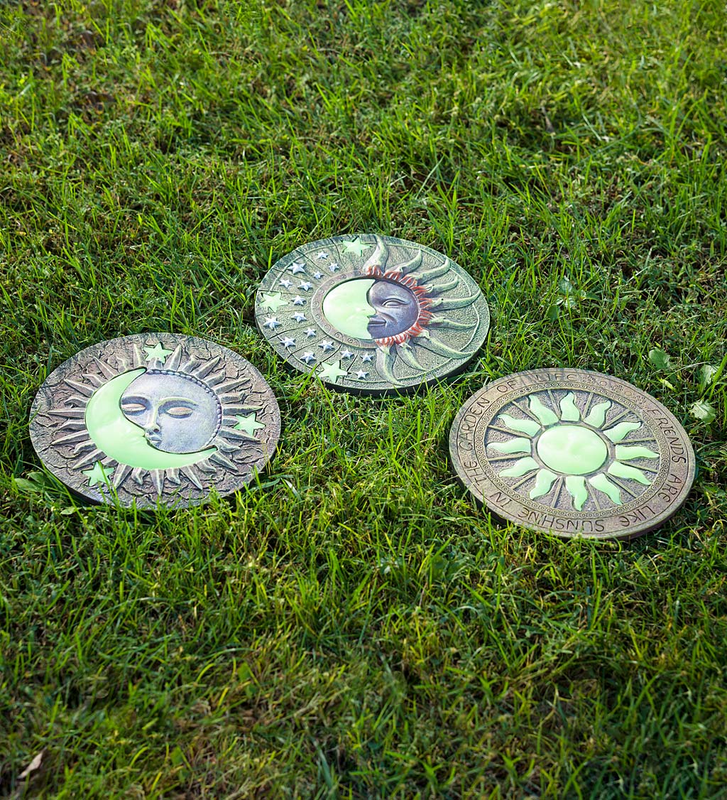 Glow-In-The-Dark Celestial Stepping Stones, Set of 3