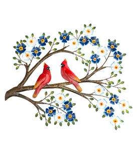 Indoor/Outdoor Cardinals on Flowering Branch Wall Art