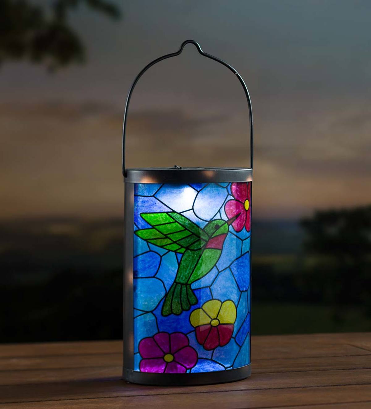 Mosaic Hummingbird Solar Lantern