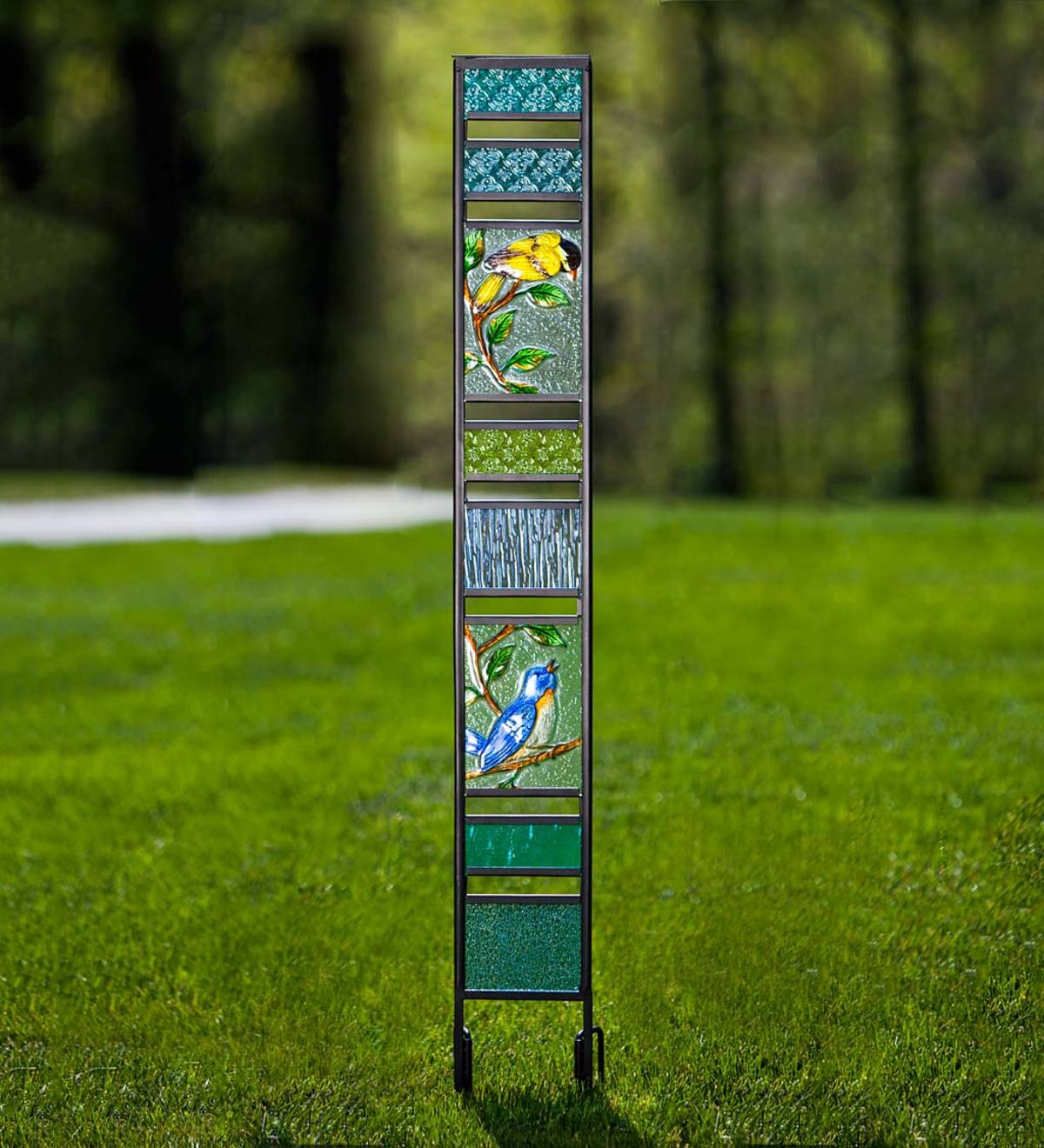 Glass Garden Panel with Bird Design