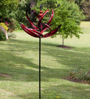 Crimson Lotus Metal Wind Spinner