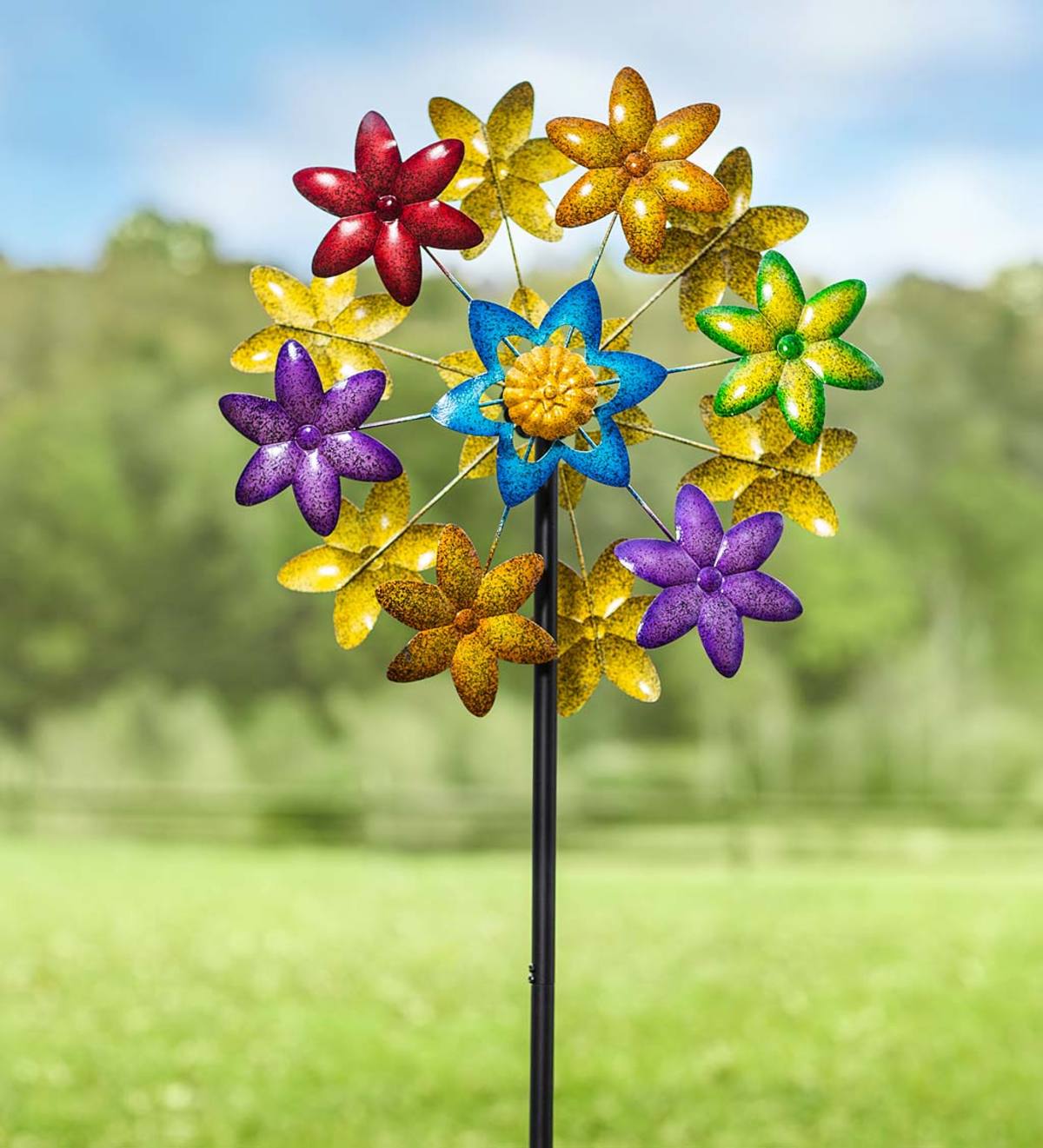 Colorful Metal Flower Wind Spinner
