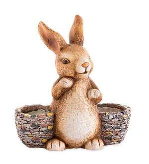 Special! Faux Stone Bunny Statue Double Planter