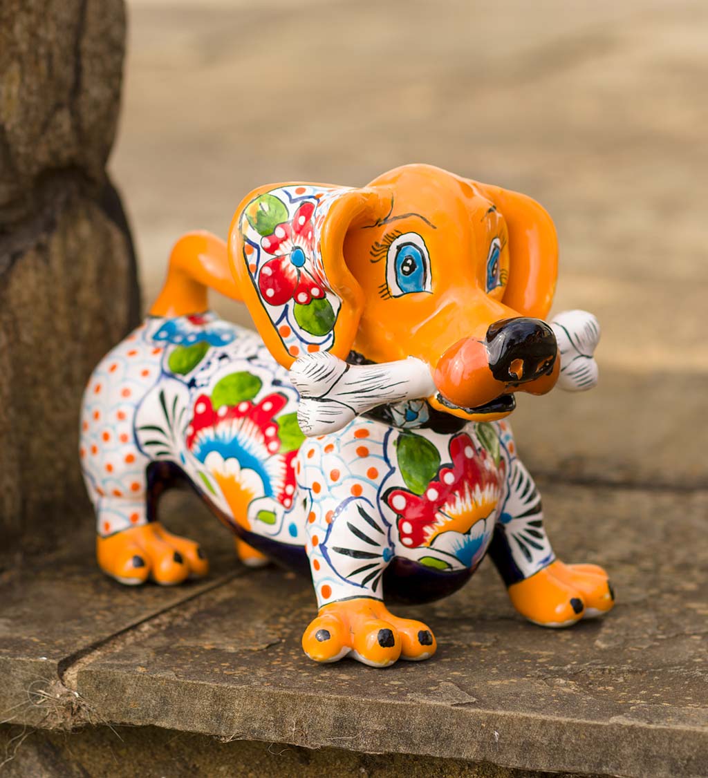 Talavera Pottery Dachshund with Bone