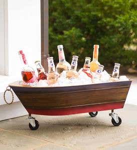 Metal Boat Drink Holder/Planter with Wheels