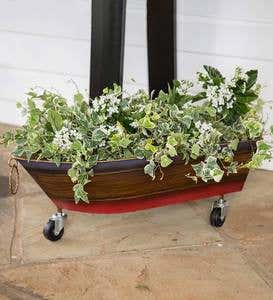 Metal Boat Drink Holder/Planter with Wheels