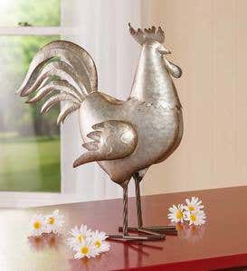 Galvanized Metal Rooster Accent