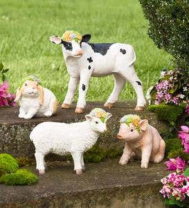 Sheep with Succulent Crown Resin Garden Statue