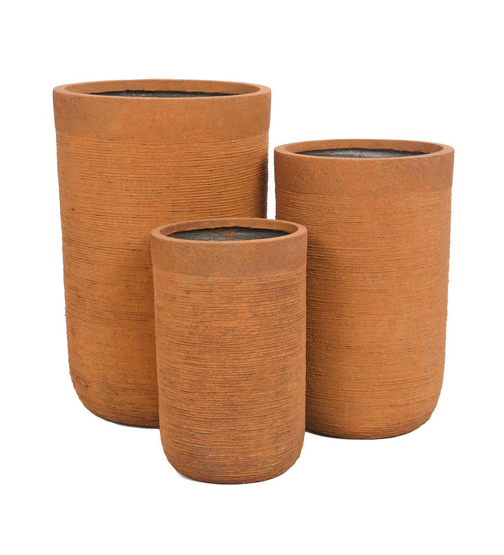 Indoor/Outdoor Terracotta Tall Planters, Set of 3 - Clay