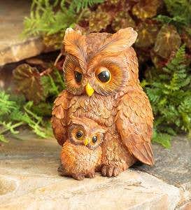 Mother and Baby Owl Garden Statue