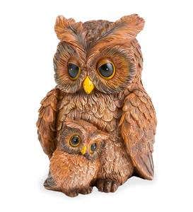 Mother and Baby Owl Garden Statue