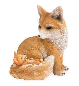 Mother and Baby Fox Garden Statue